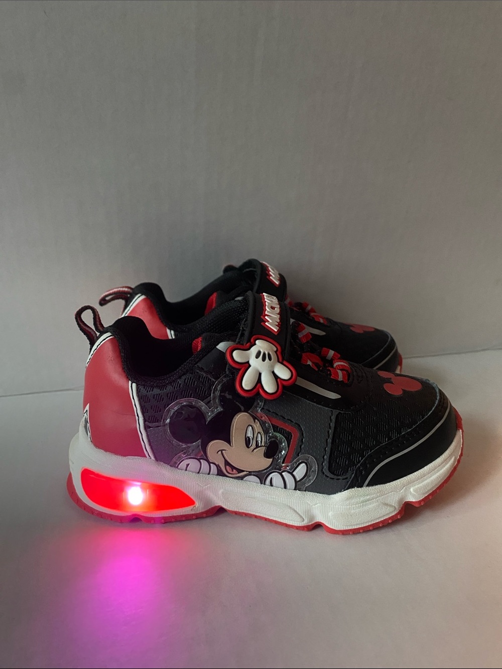 Mickey Mouse Black & Red Light-Up Kids Sneakers